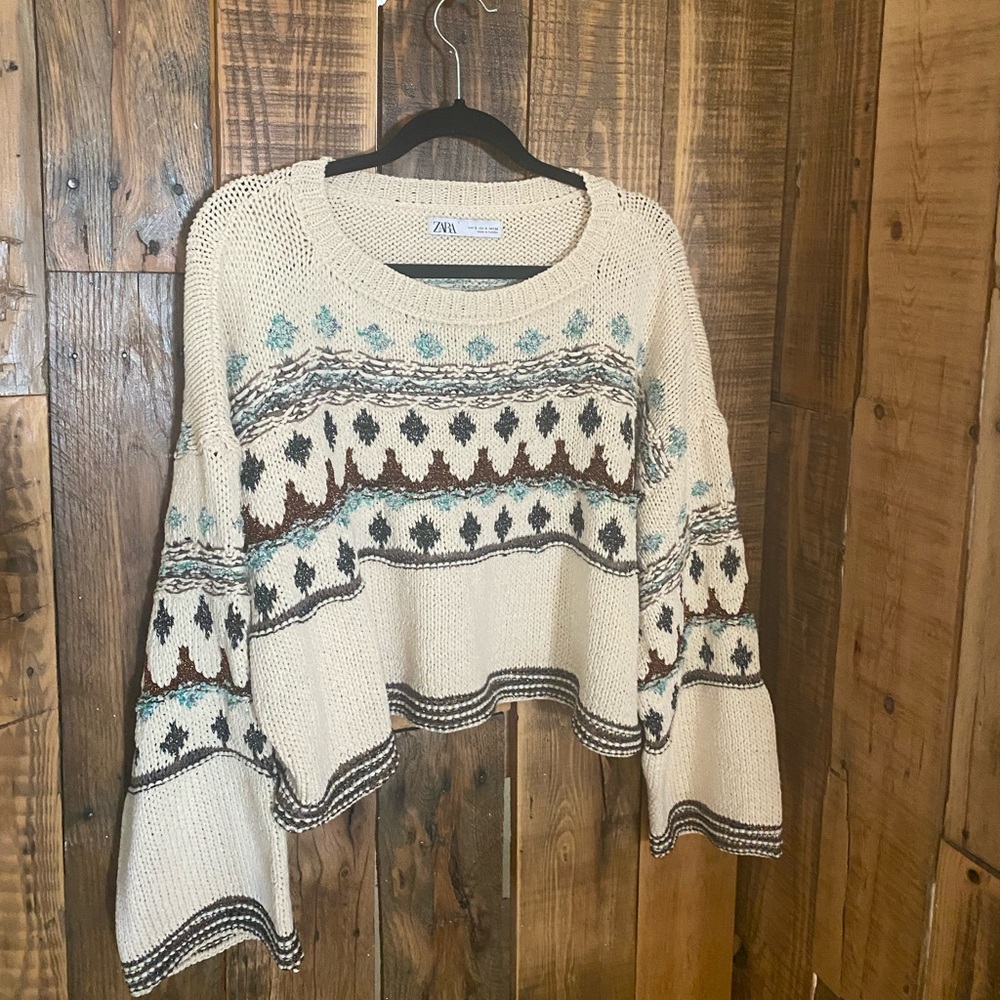 Cream Tribal Printer Knit sweater